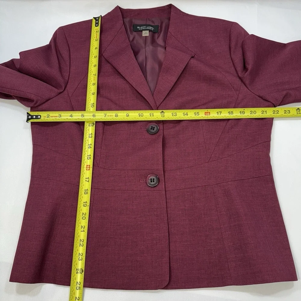 NEW Black Label Evan Picone Womens Sz 16 Burgundy Blazer Button Lined Preppy $72
